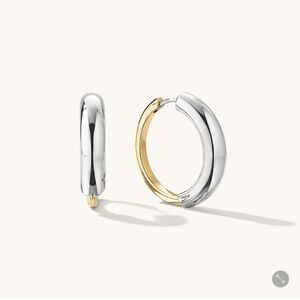 Mejuri Mixed Large Tube Earrings, Silver and Gold Hoop Earrings